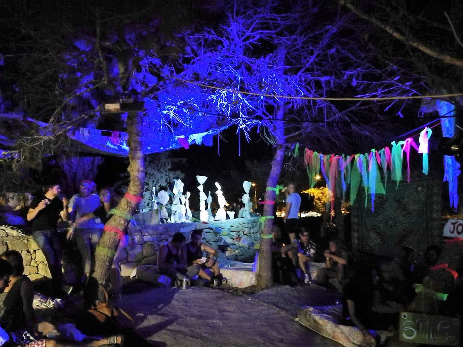 White illuminated stone sculptures at the Earth Garden festival, Malta